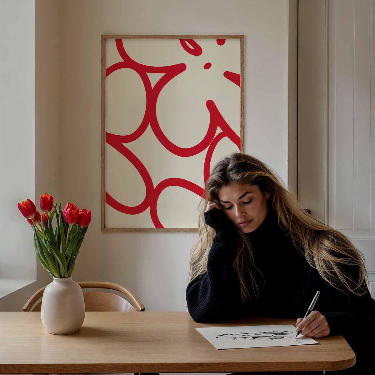 Abstracte Bloemenpracht – bloemen poster als moderne staande wanddecoratie