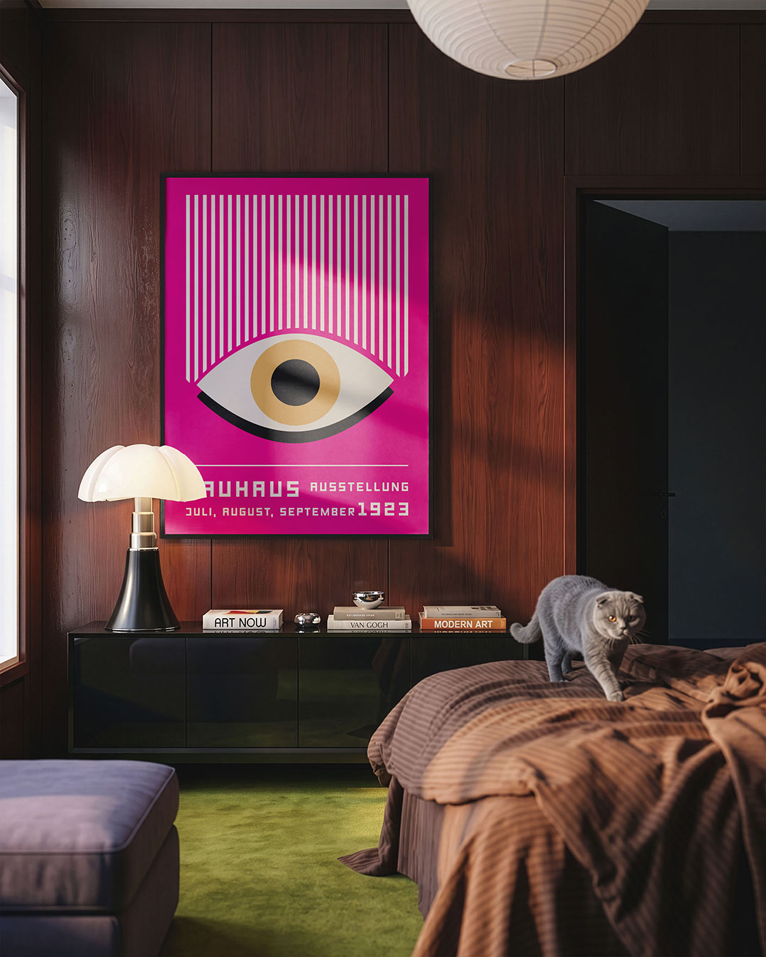 Lijnen en oog – geometrische Bauhaus poster in staand formaat