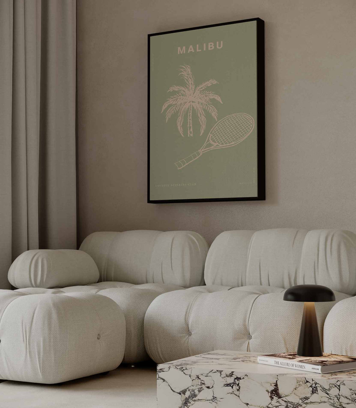 Malibu Tennis Avontuur – plexiglas wanddecoratie in portret formaat