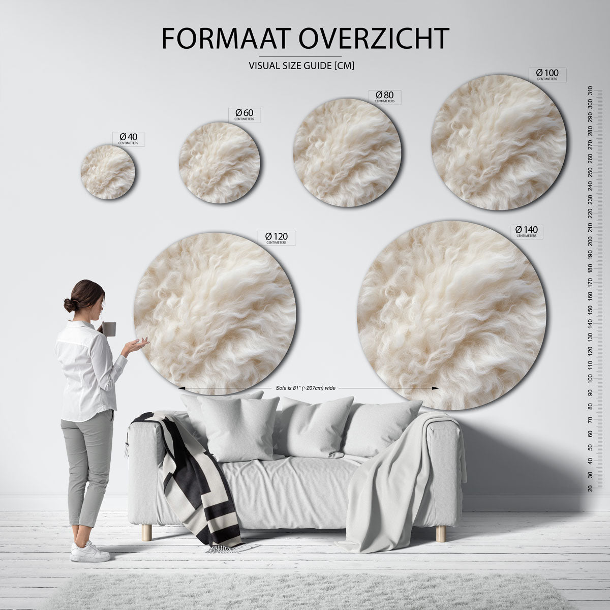 Zachte wolstructuur – safari wandkunst als moderne muurcirkel
