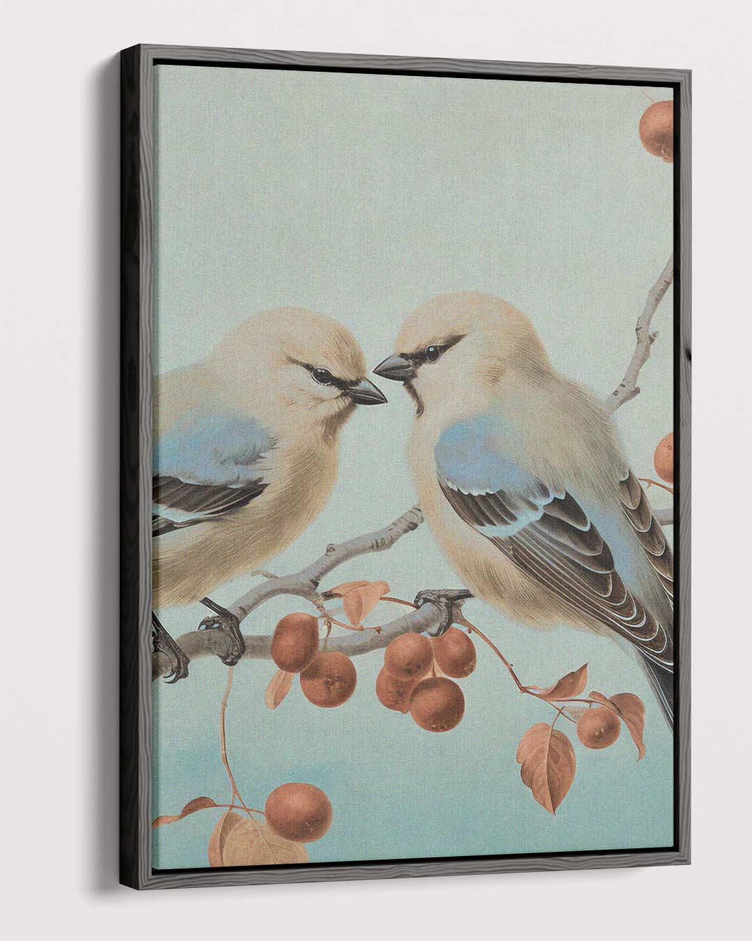 Twee Vogels op een Tak – dibond kunstwerk als wanddecoratie