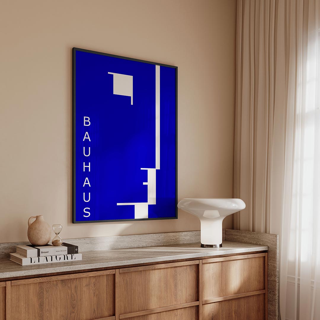 Lijnen en vlakken – geometrische Bauhaus poster in staand formaat
