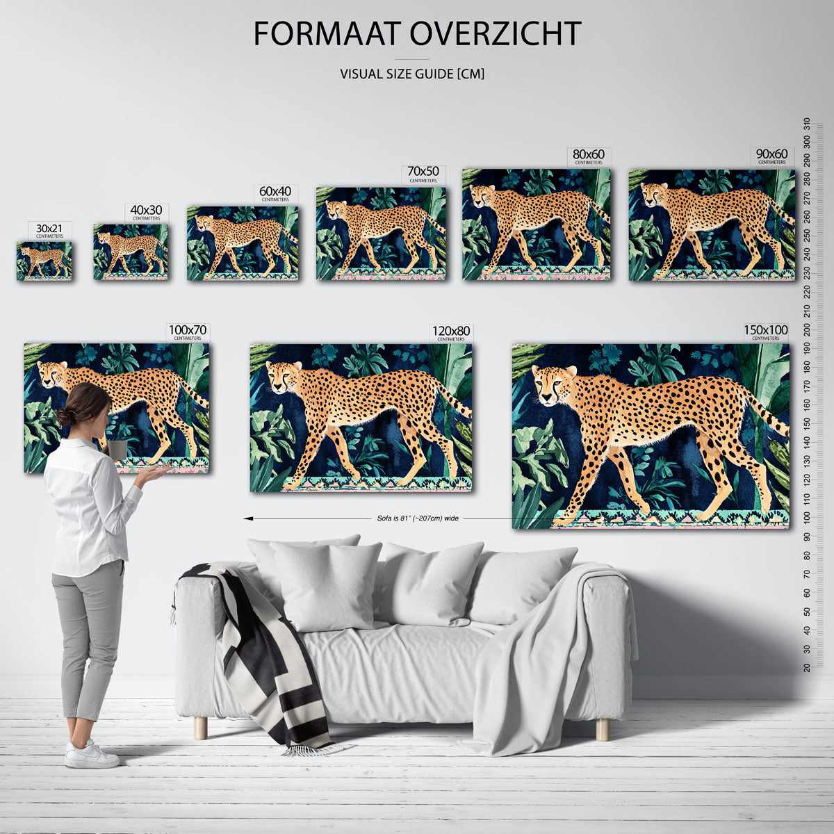 Luipaard in jungle – liggende muurposter met dierenthema