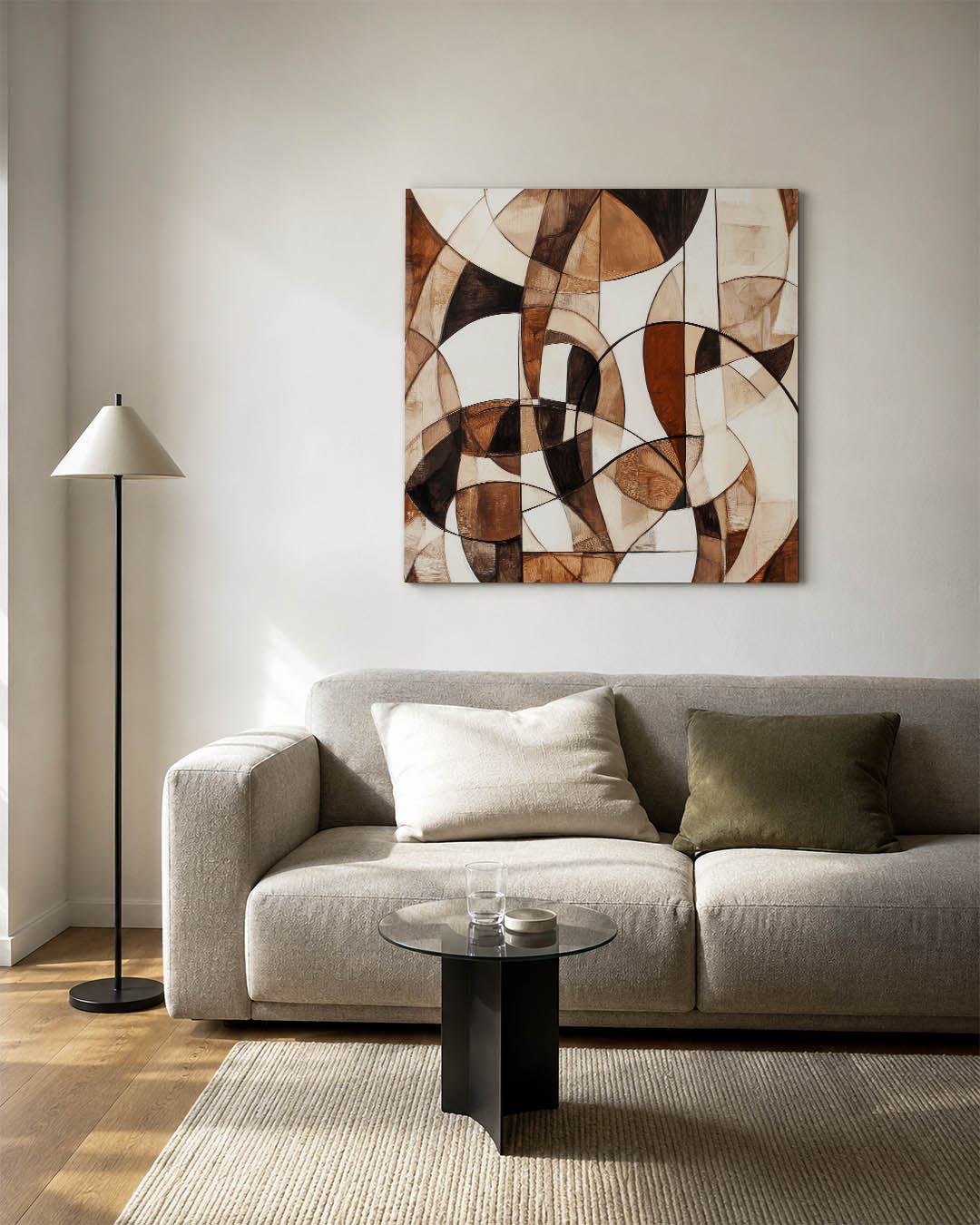 Organische vormen compositie kunstwerk – vierkante wanddecoratie – dit kunstwerk toont een dynamische compositie van