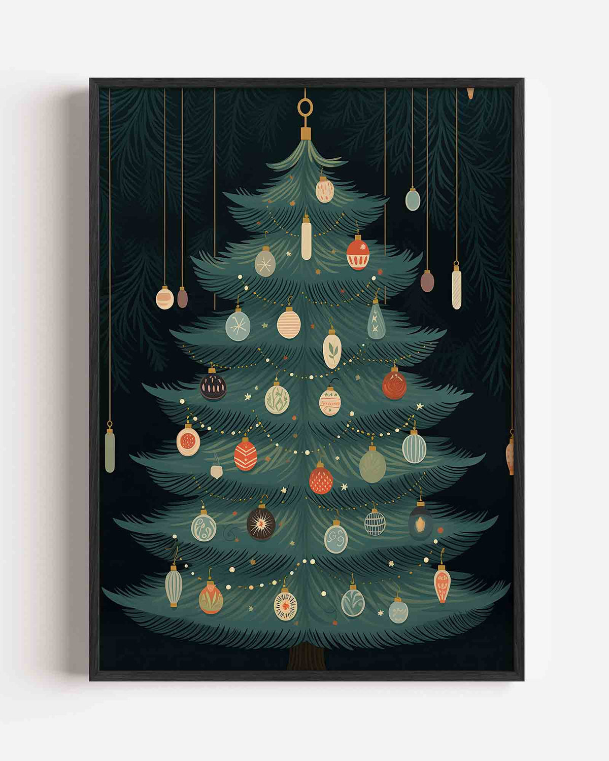 Kerstboom met ornamenten – kerst portret poster als wanddecoratie
