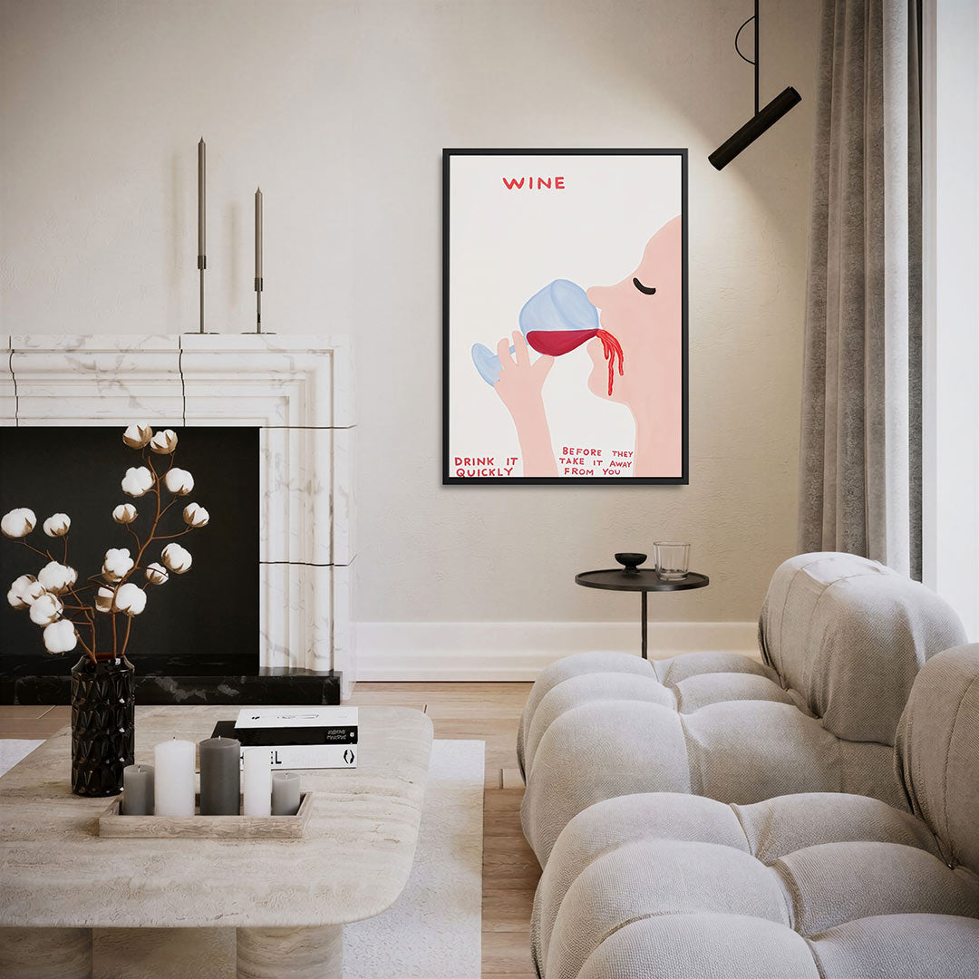 Vrolijke wijn illustratie – moderne staande wandkunst