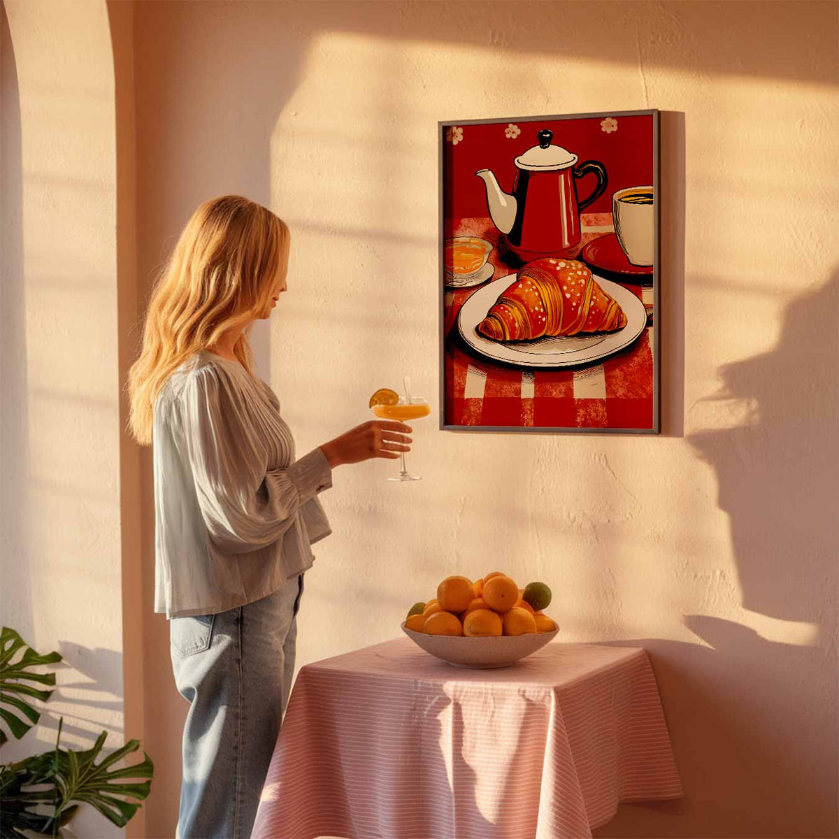 Franse Ontbijt Sfeerposter – keuken poster als sfeervolle staande wanddecoratie