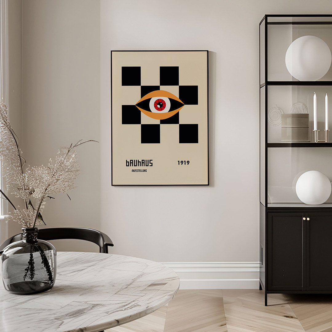 Oog en vlakken – geometrische Bauhaus poster in staand formaat