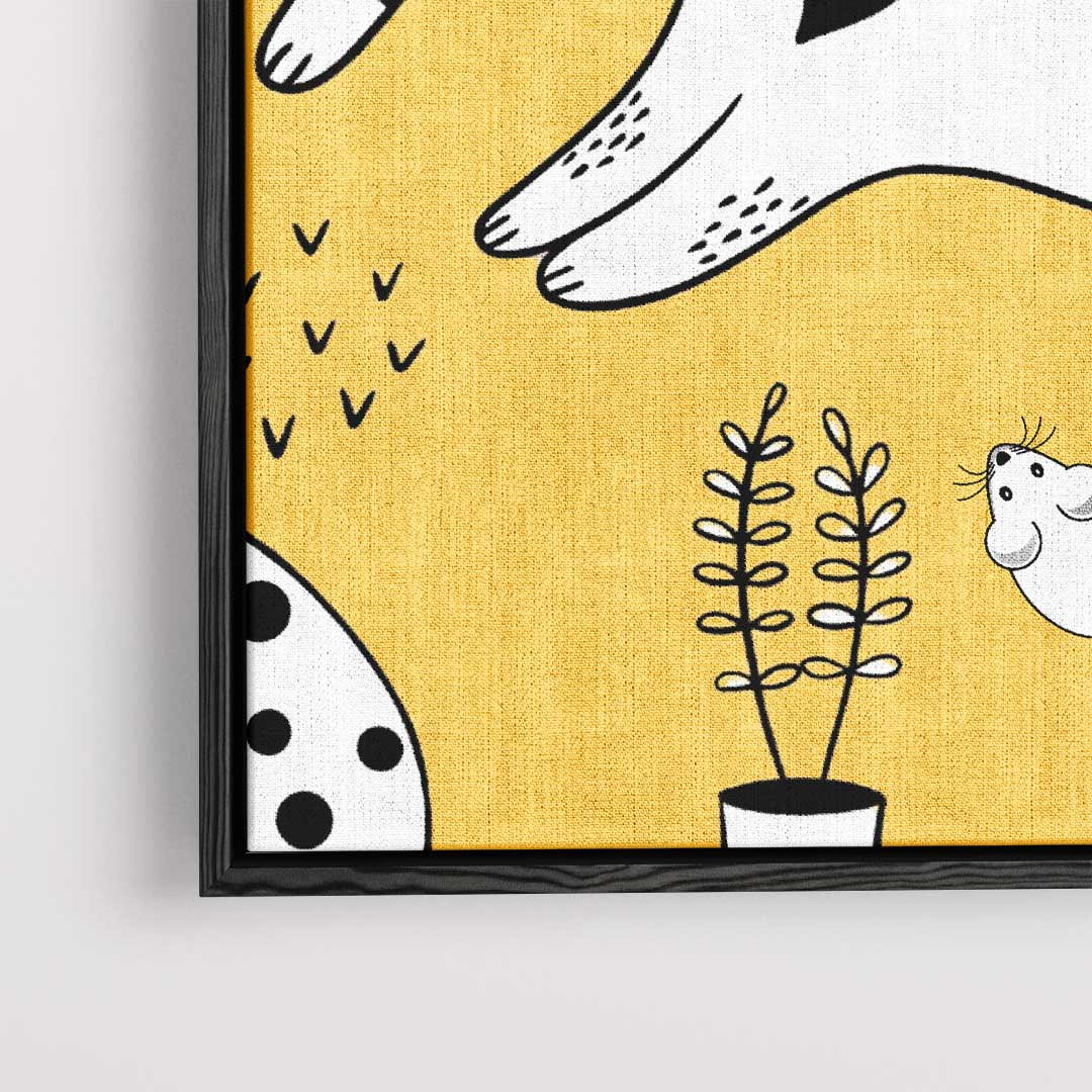 Speelse Katten Illustratie – plexiglas wanddecoratie in portret formaat