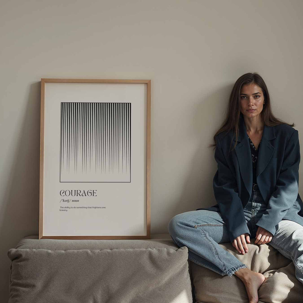 Minimalistische Moed – Streetart wandkunst als portret poster
