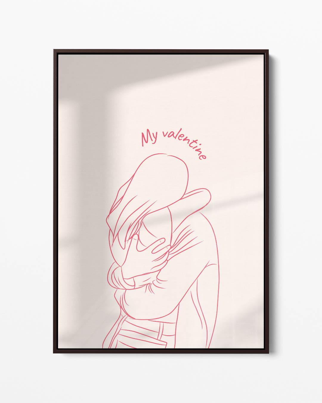 Valentijnsomhelzing Silhouet – portret kunstwerk als wanddecoratie
