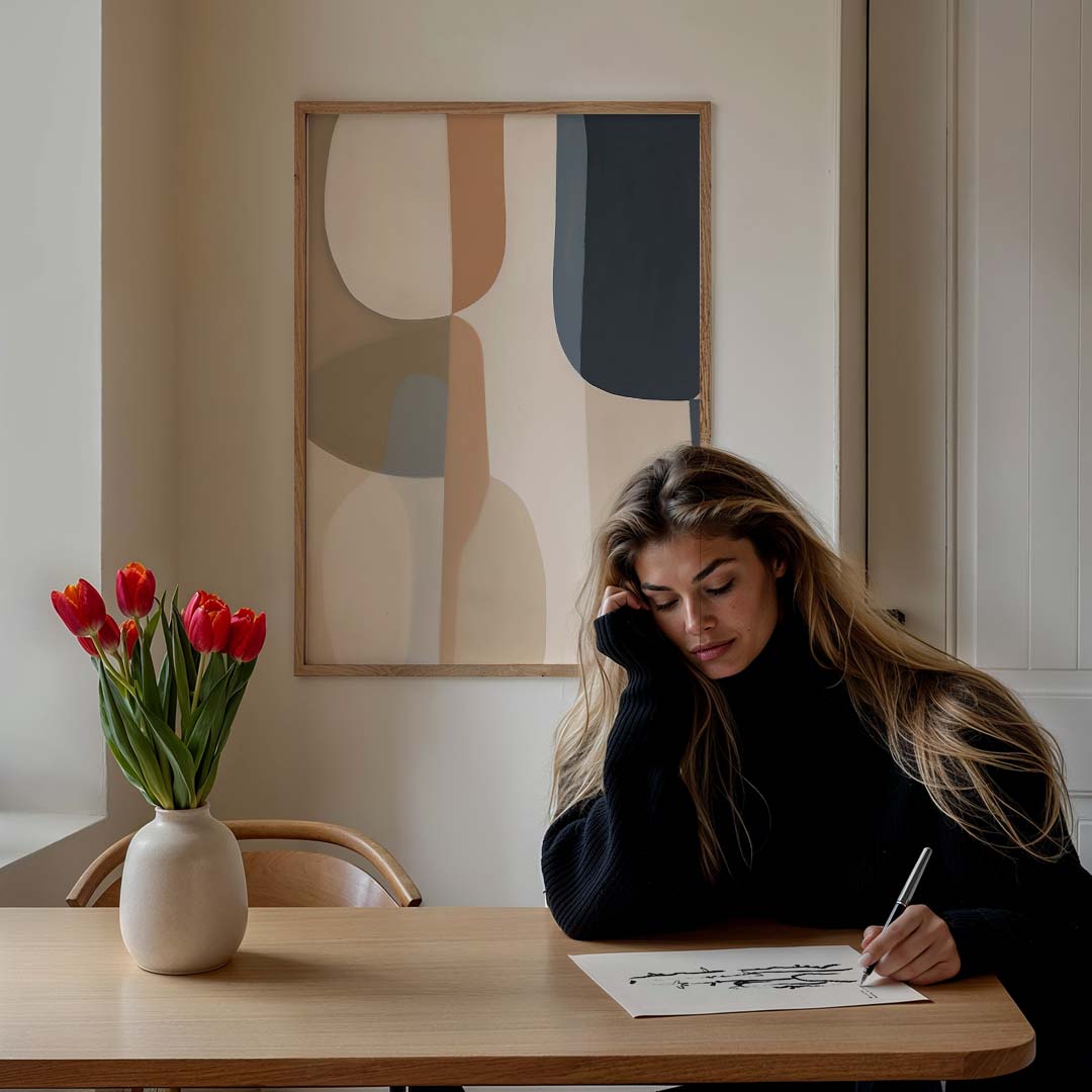 Moderne Abstracte Vormen – staande muurposter met abstracte vormen