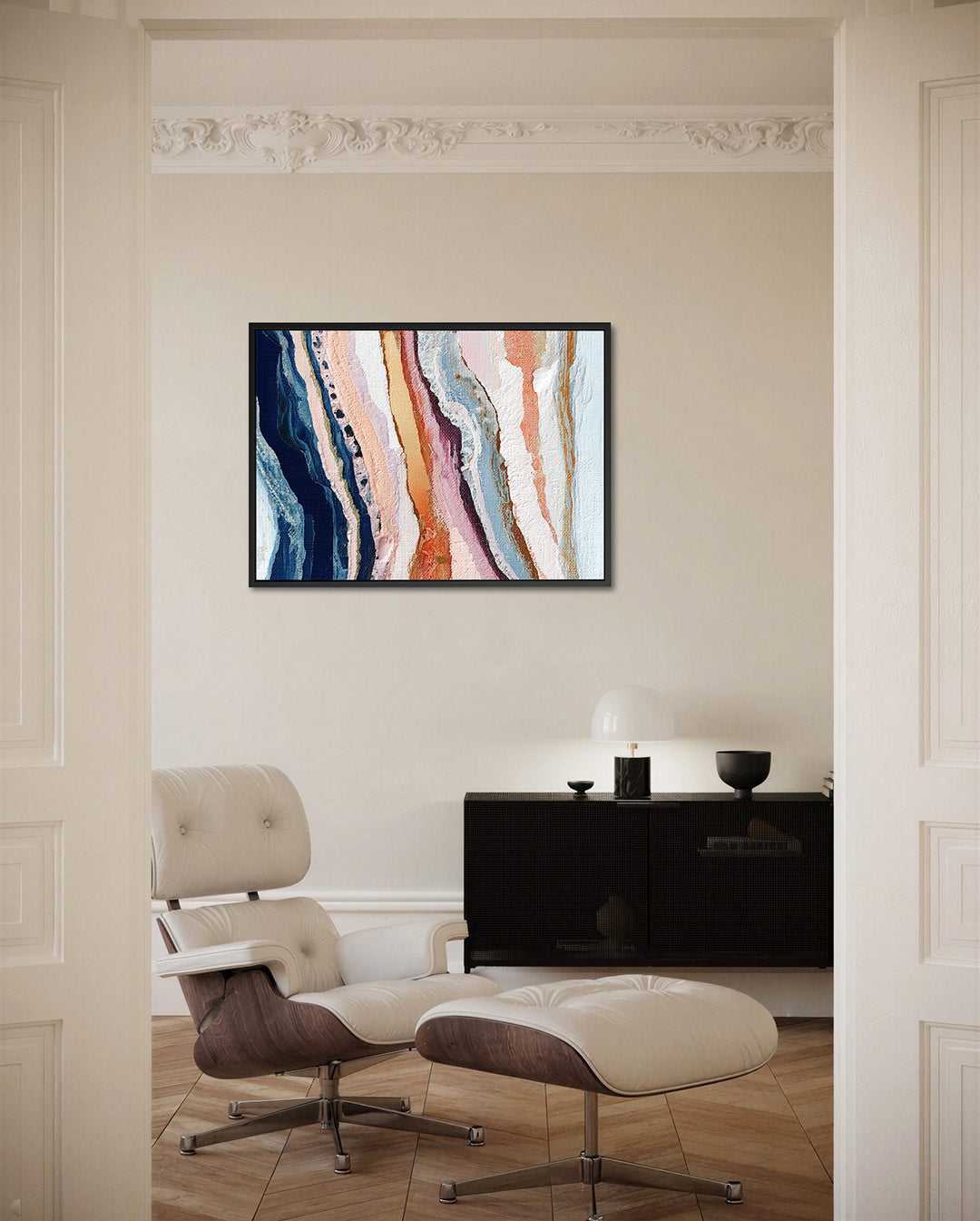 Kleurrijke golvende lijnen – Golvende – liggende wanddecoratie