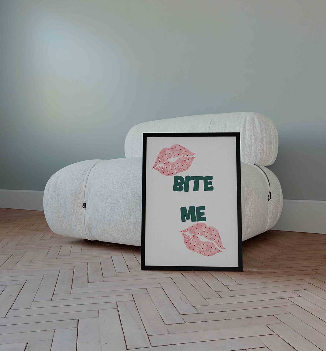 Lippen en tekst – Pop Art wandkunst als portret poster