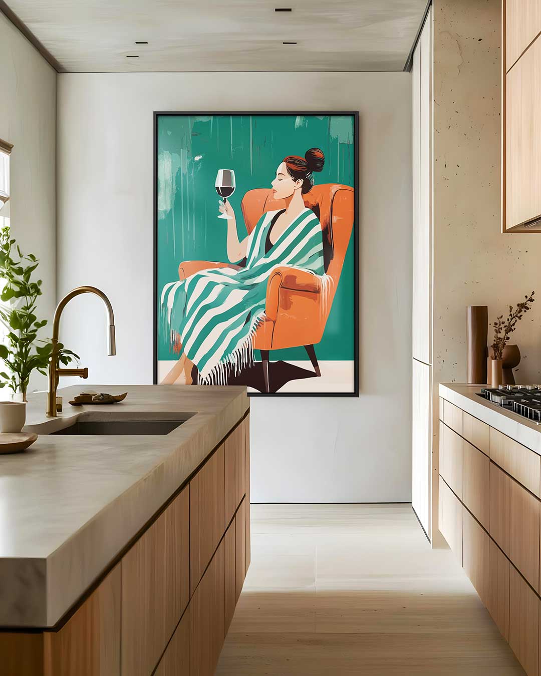 Ontspanning met Wijn – dibond wanddecoratie in staand formaat