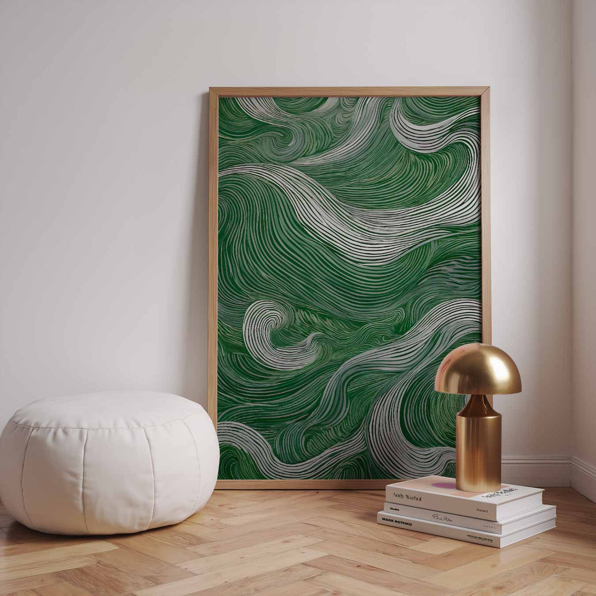 Groene Golf Beweging – staande kleurrijke abstracte wanddecoratie van WallArtistic
