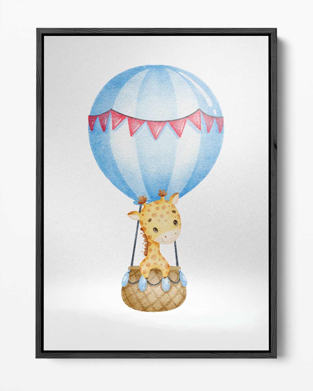 Dromerige Giraf in Luchtballon – portret kunstwerk als wanddecoratie