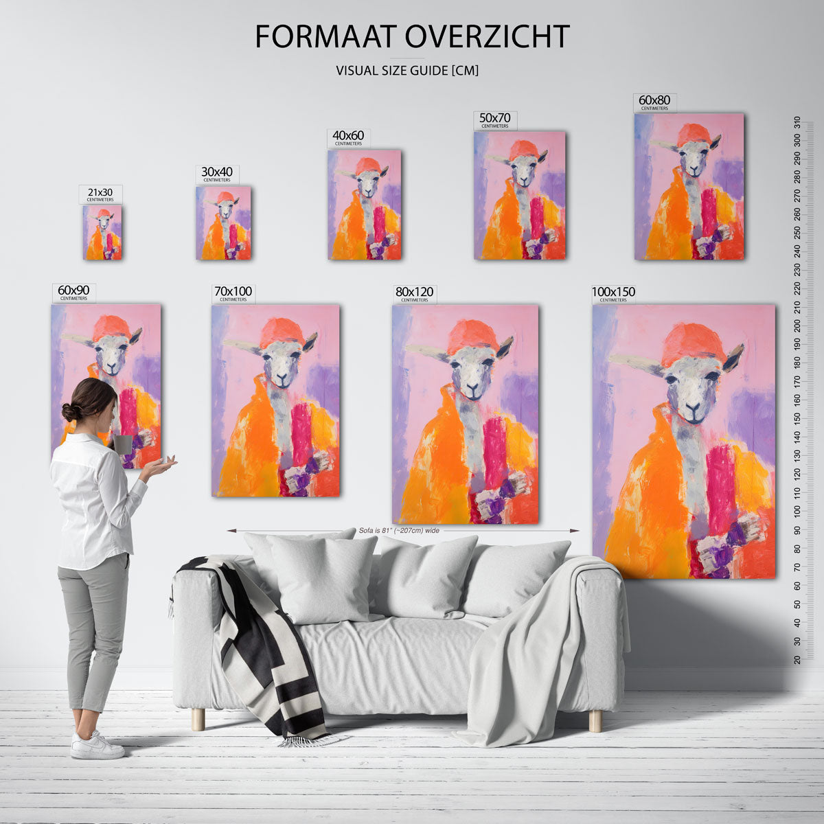 Schaap met oranje muts – staande muurposter voor de kinderkamer