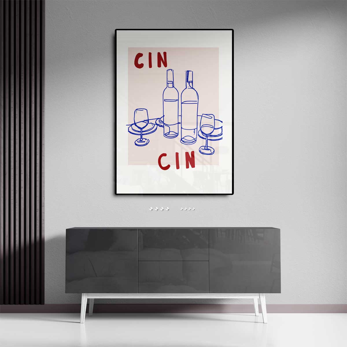 Wijntoast Illustratie – canvas kunstwerk als wanddecoratie
