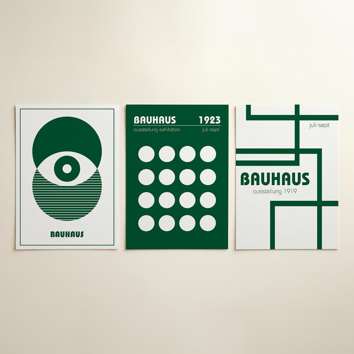 Cirkel en lijnen posterset – detailweergave – deze poster toont een grote groene cirkel met een witte cirkel in het midden.