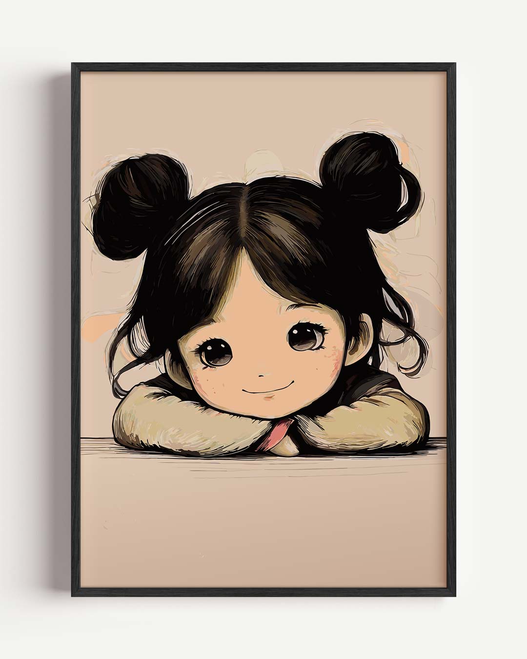 Schattige Kinderkunst – kids portret poster als wanddecoratie