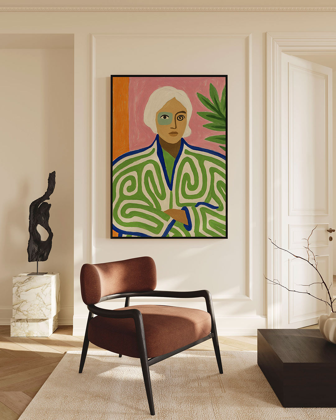 Vrolijke portret compositie – staand wanddecoratie kunstwerk