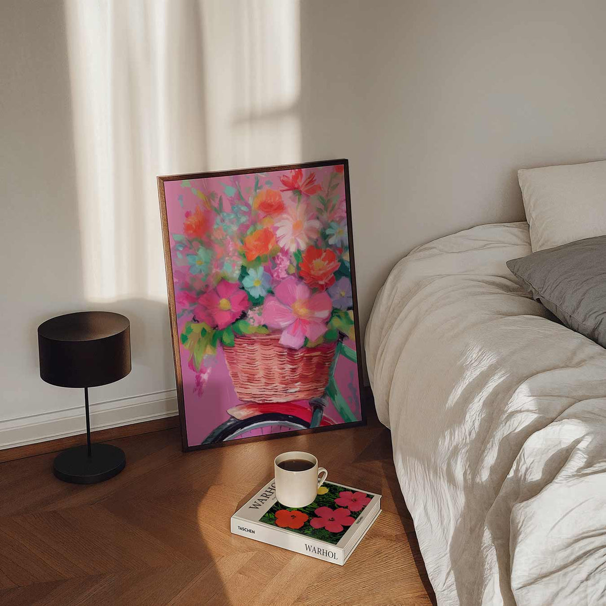 Bloemenfiets – staande bloemen wanddecoratie van WallArtistic