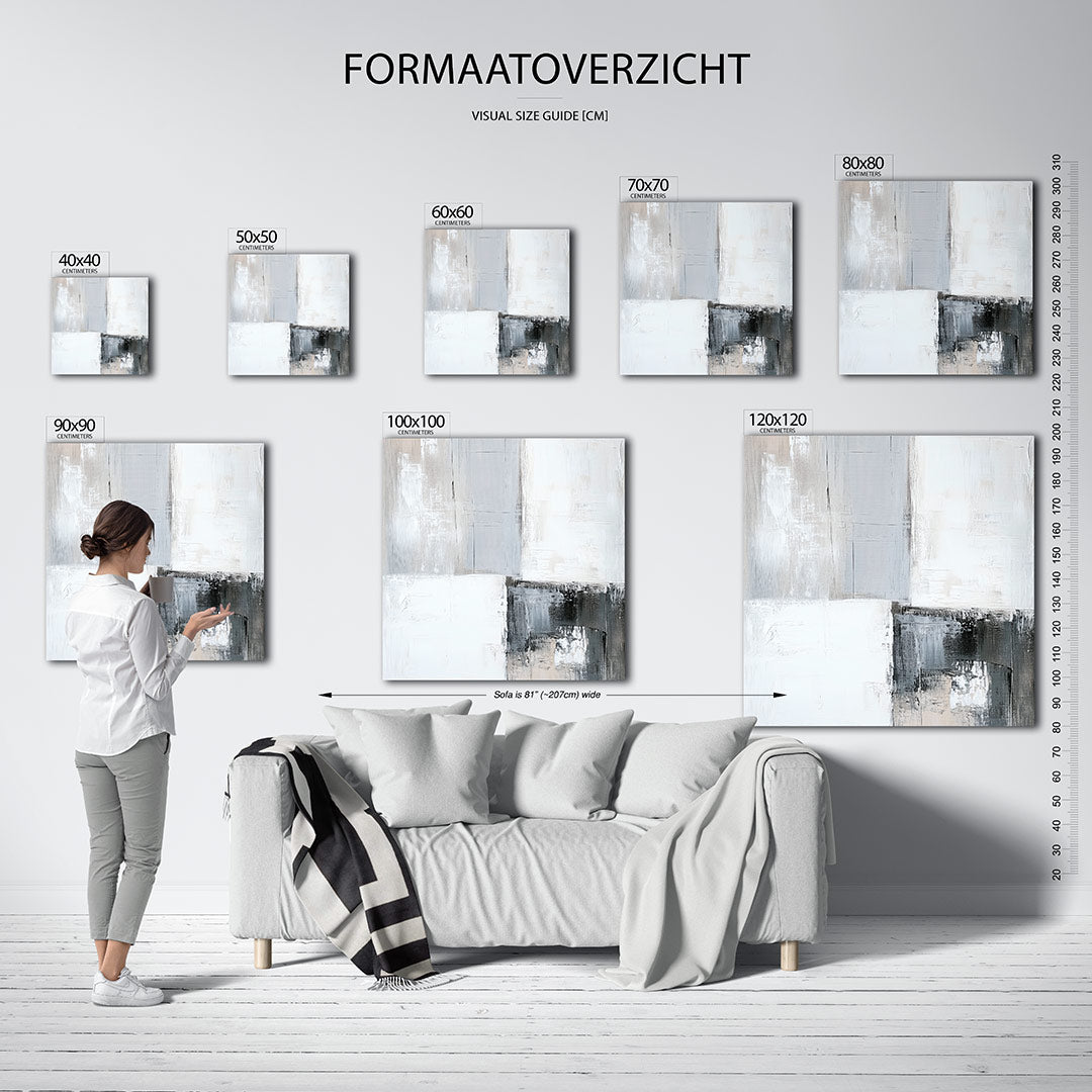 Geometrische compositie kunstwerk – materiaalweergave – dit werk toont een harmonieuze mix van rechthoekige vormen in zachte