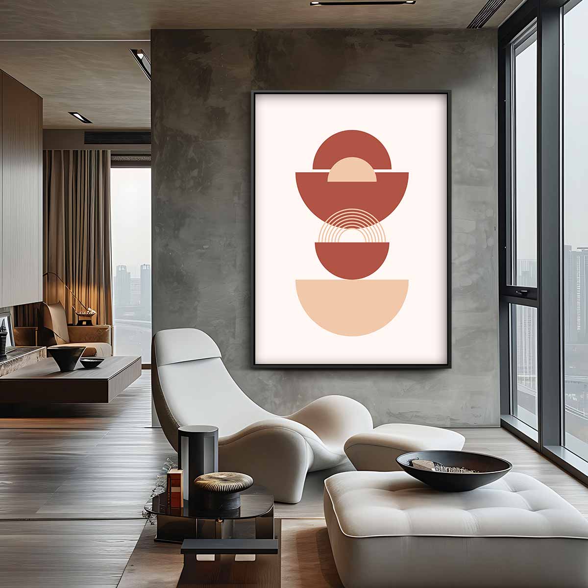 Abstracte Harmonie – kunstwerk met zwarte baklijst