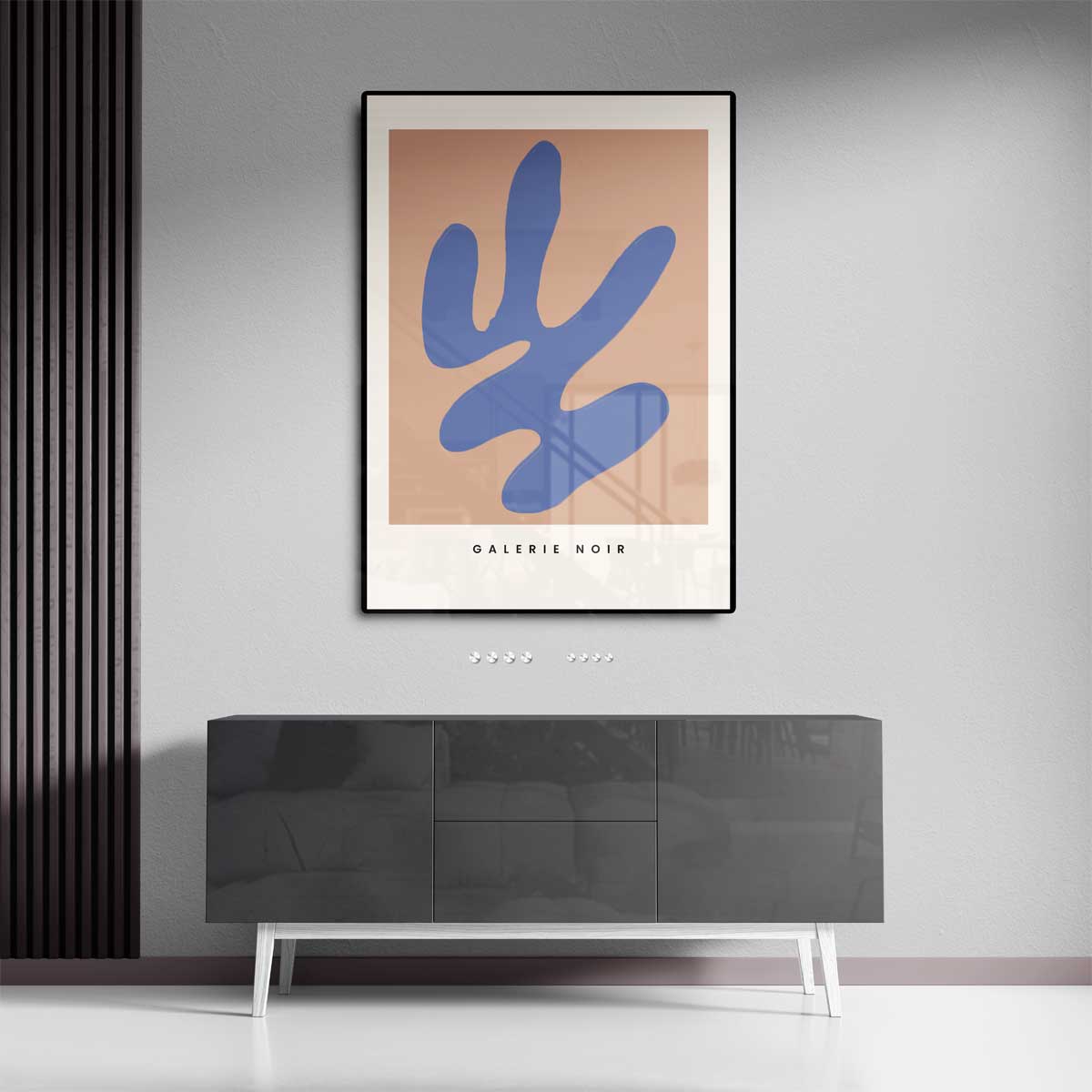 Blauwe Abstractie op Nude – canvas wanddecoratie in portret formaat