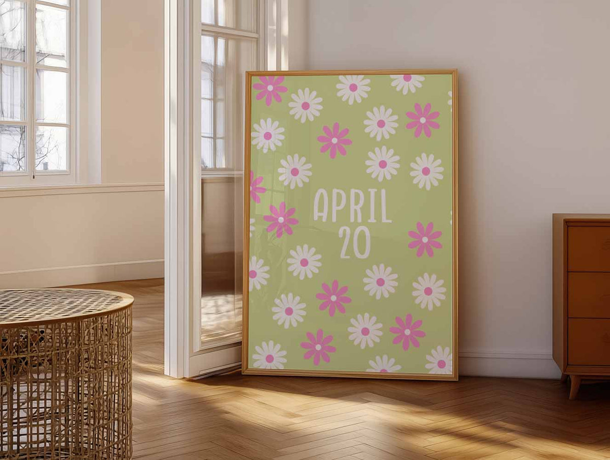 Vrolijke Bloemen Kalenderposter – vrolijke paasillustratie als portret poster