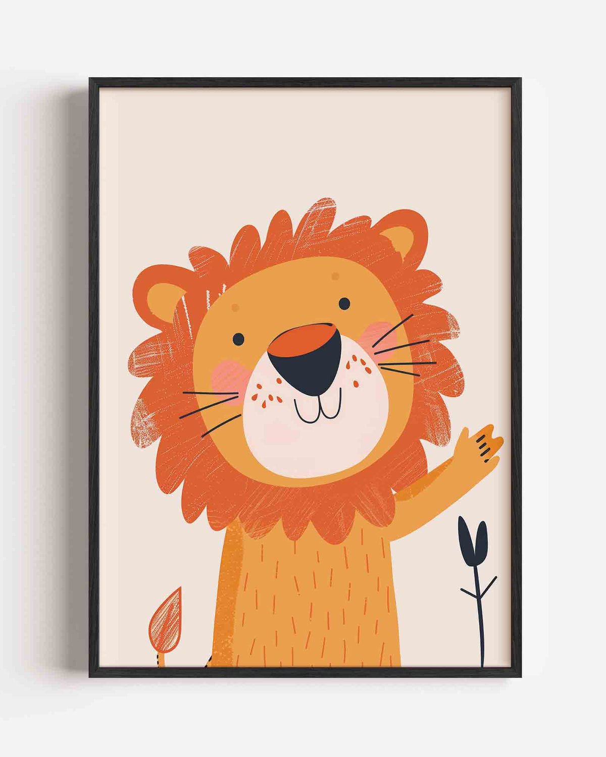 Lachende leeuw – kids portret poster als wanddecoratie