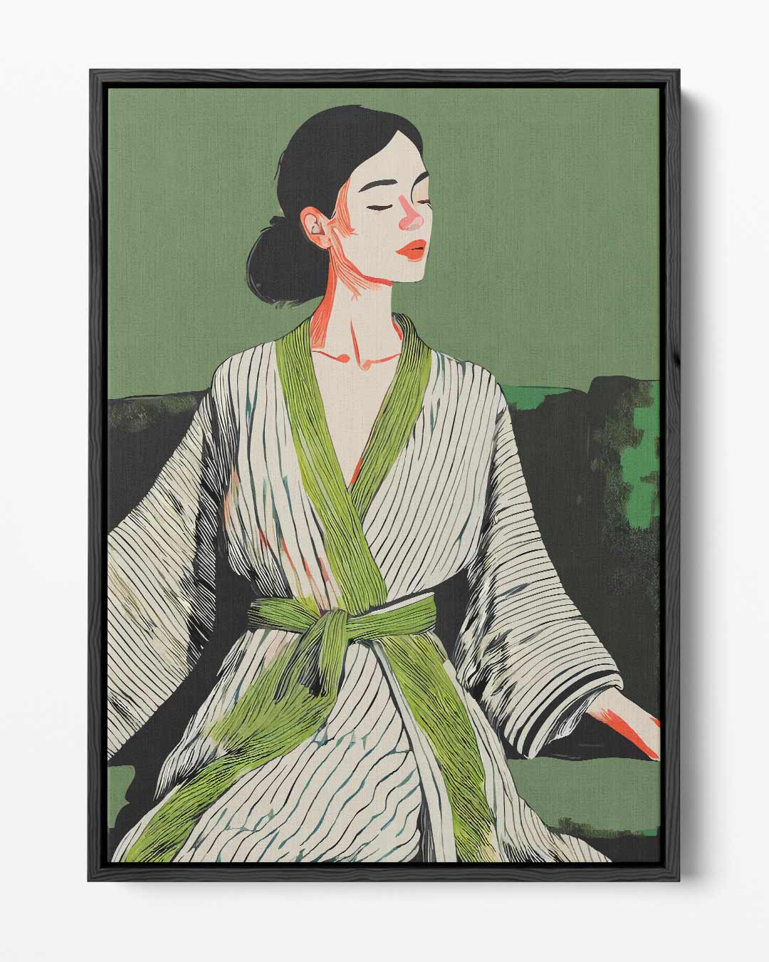 Rust in Groen – portret kunstwerk als wanddecoratie