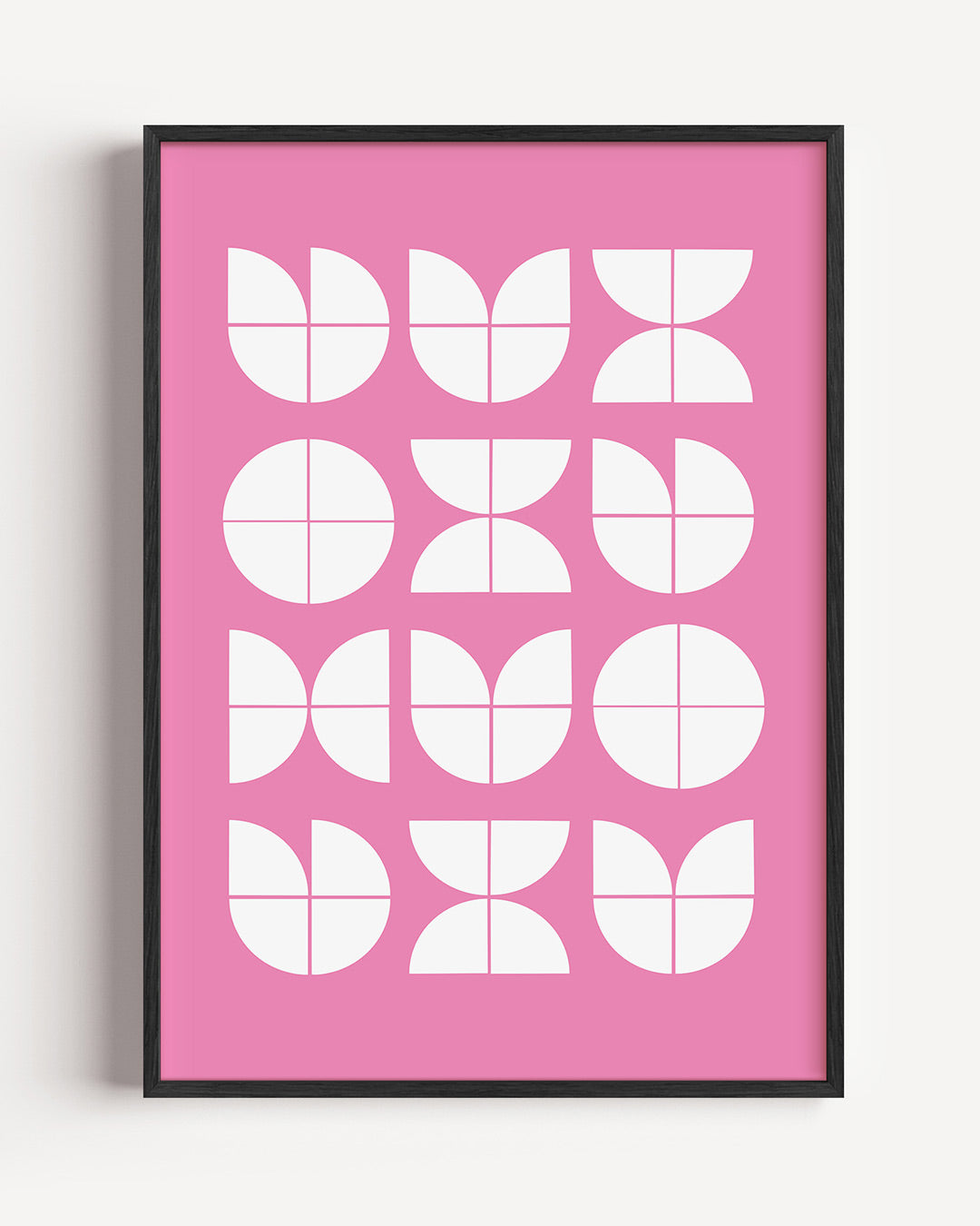 Vormenritme roze – staande Bauhaus poster als wanddecoratie
