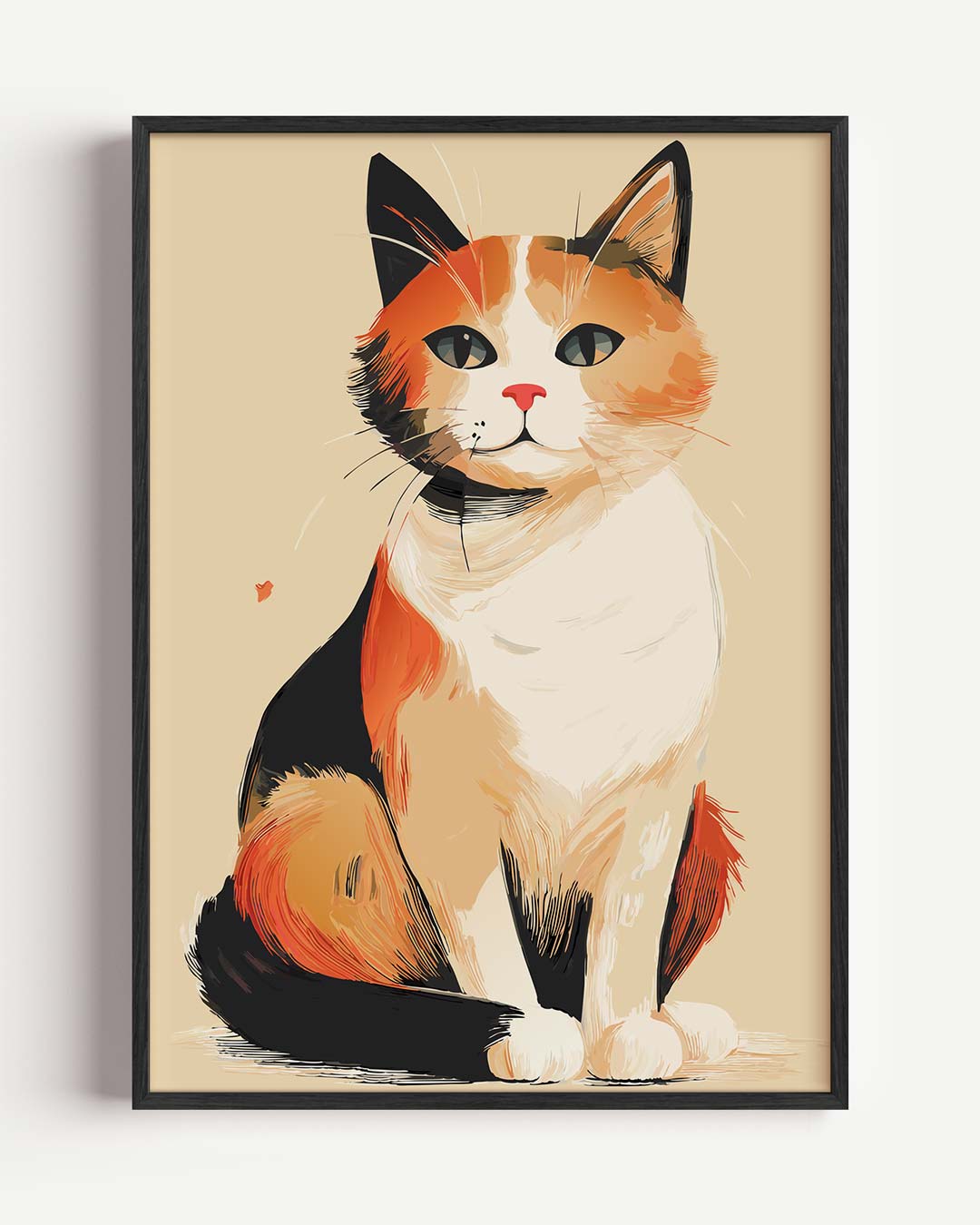Schattige Calico Kat aan de Muur – kids portret poster als wanddecoratie