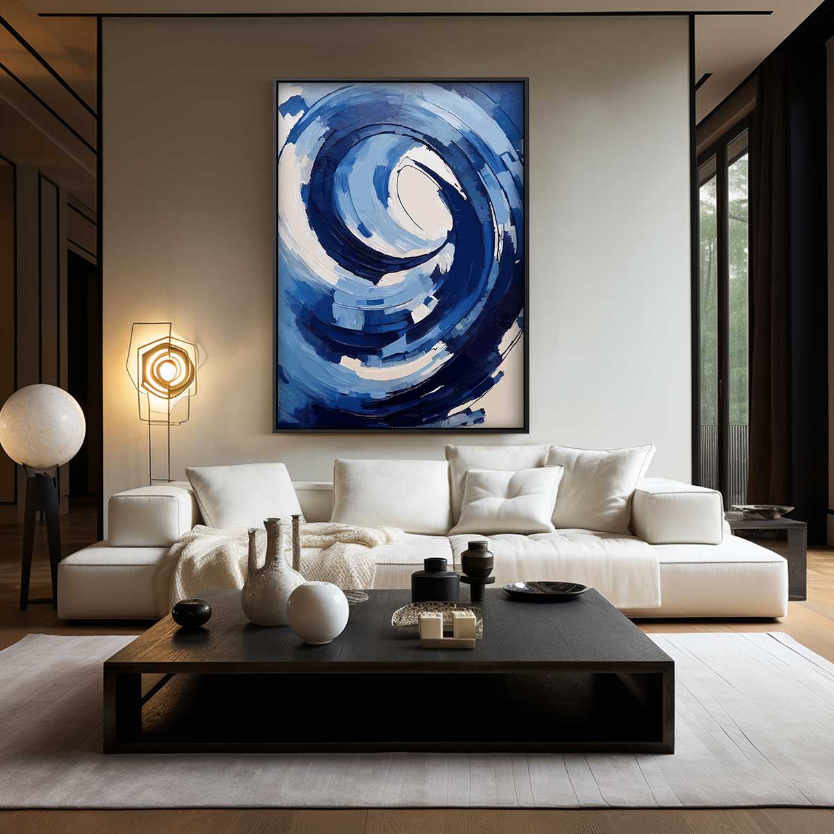 Blauwe Wirwar – modern portret kunstwerk van WallArtistic