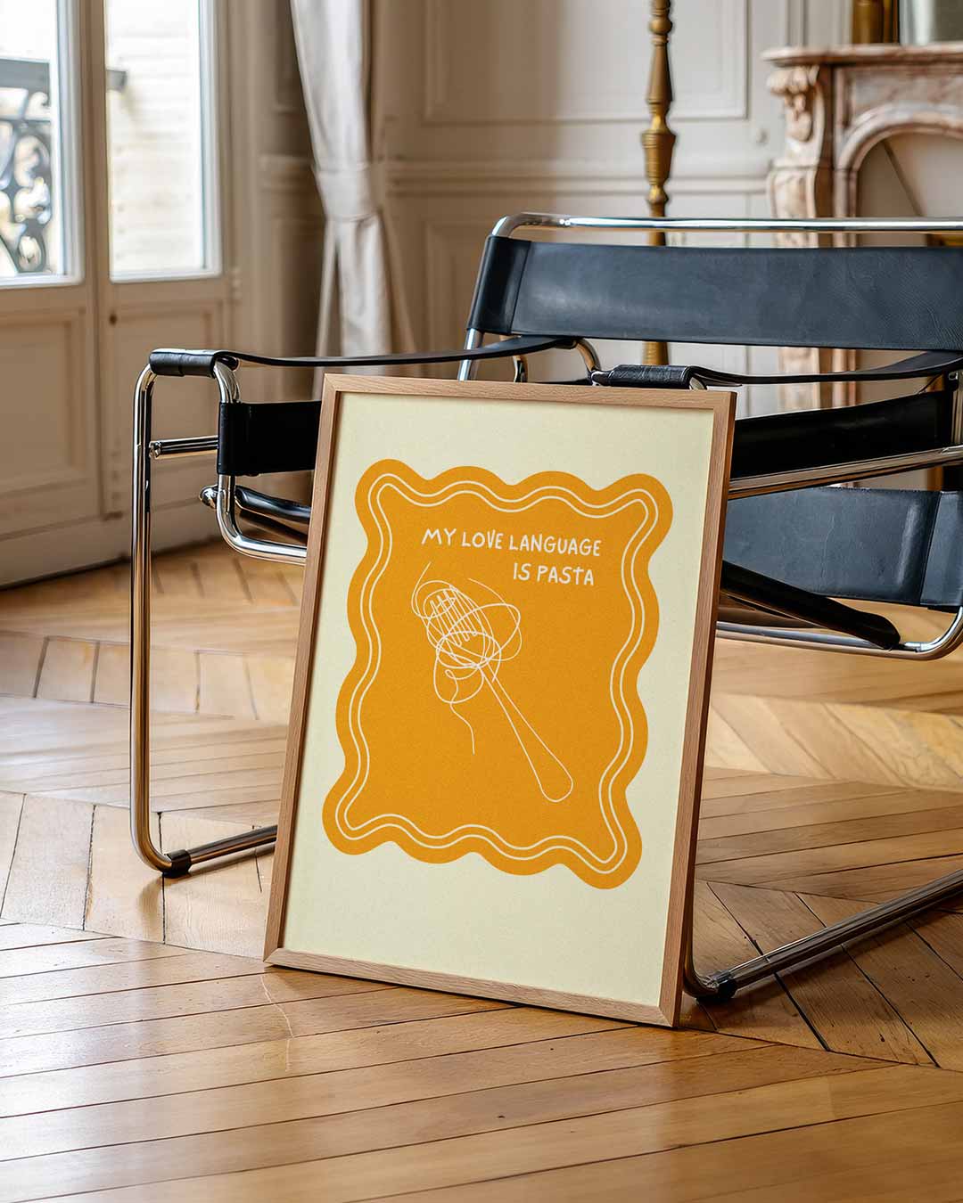 Pasta Love Language – zomerse wandkunst als portret poster
