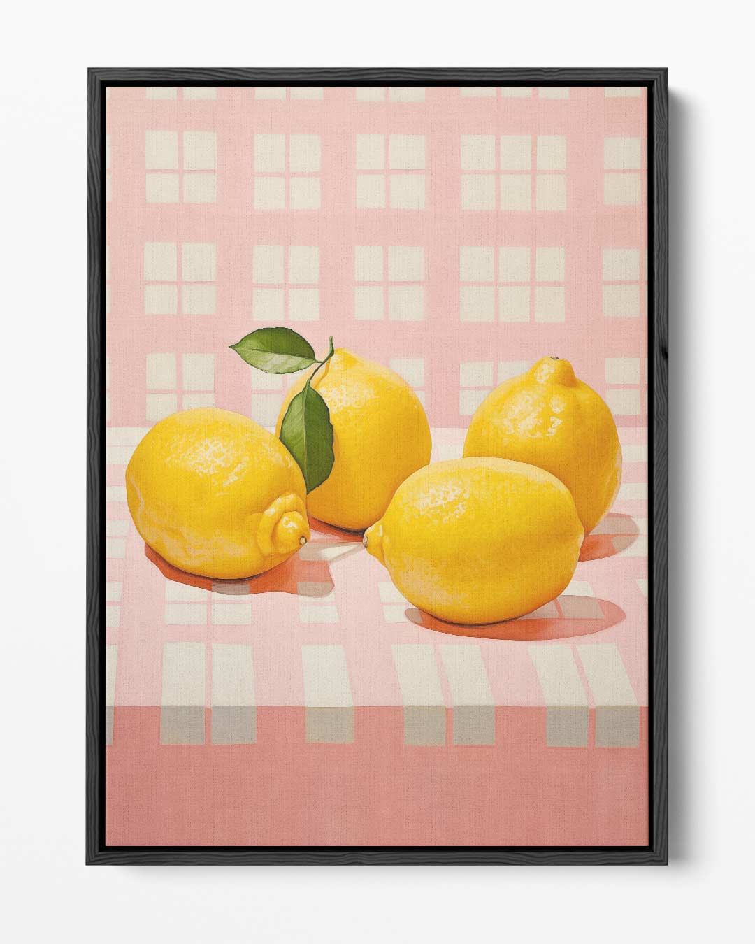 Sprankelende Citroenen op Roze – portret kunstwerk als wanddecoratie
