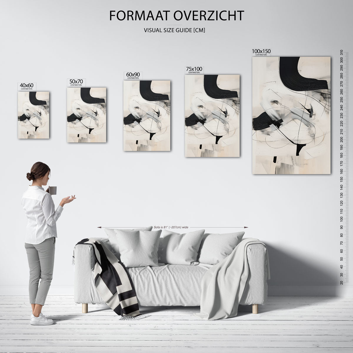 Dynamische lijnen – staand wanddecoratie kunstwerk