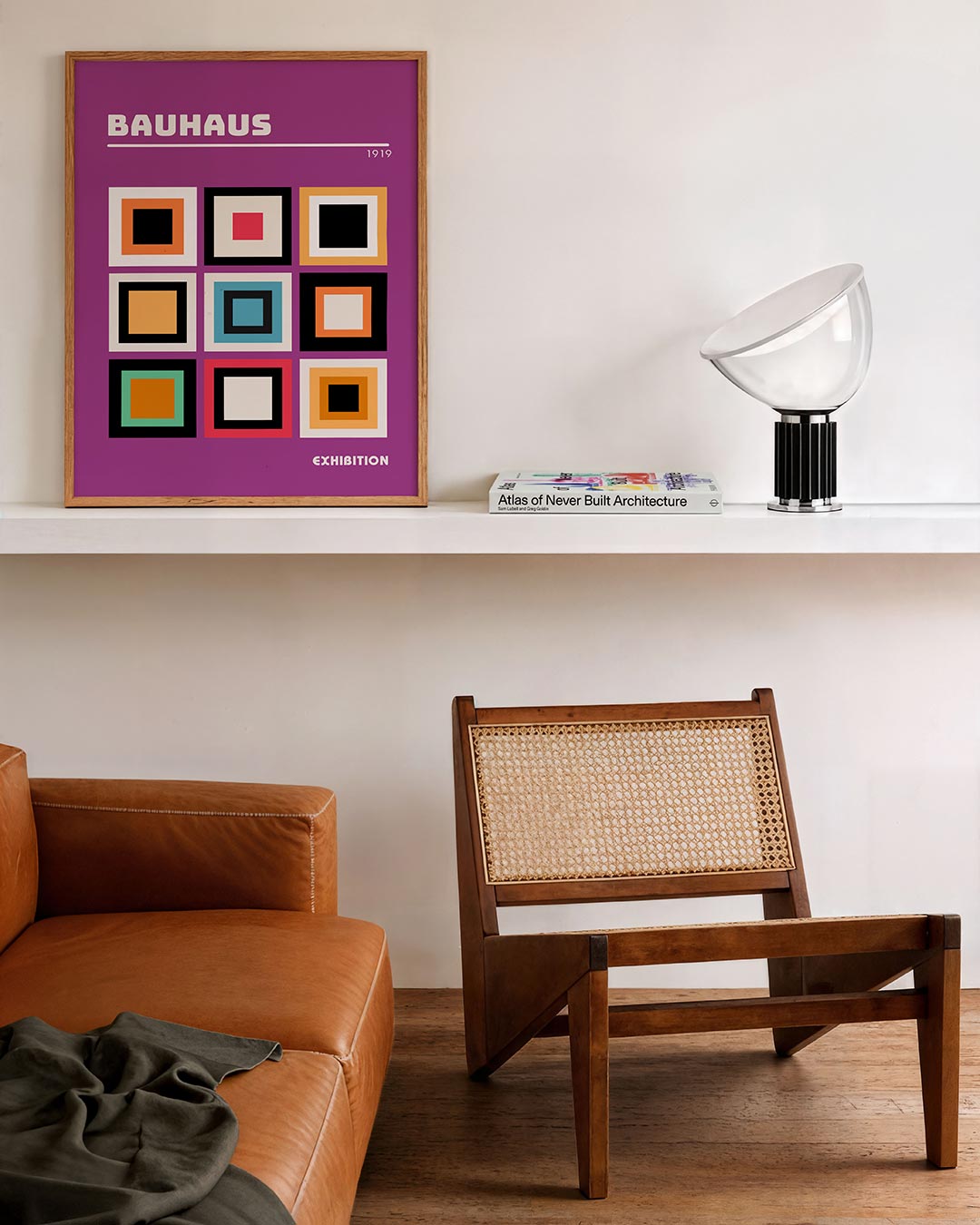 Vorm en kleurvlakken – staande Bauhaus poster voor aan de muur
