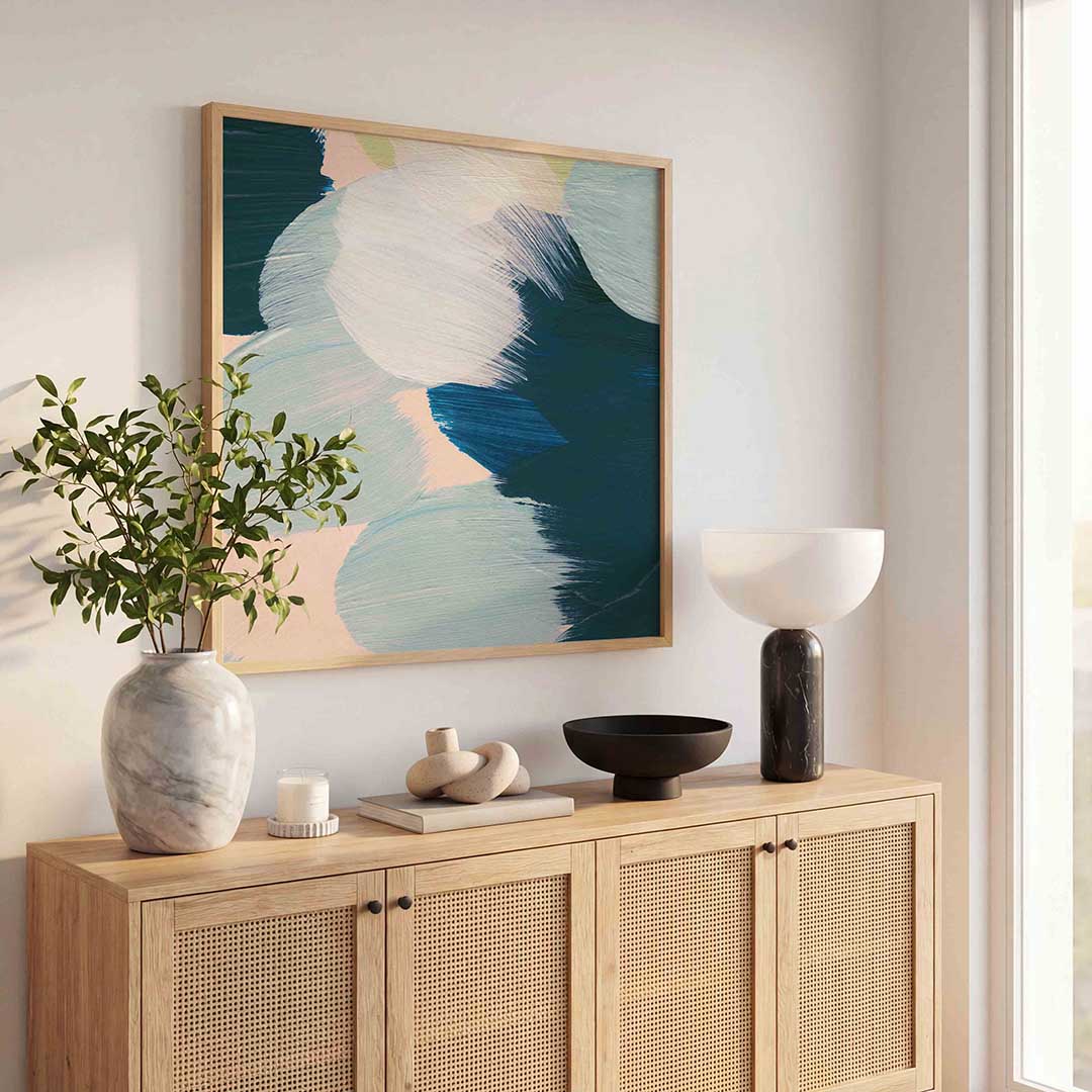 Abstracte penseelstreken – schilderkunst als moderne vierkante poster