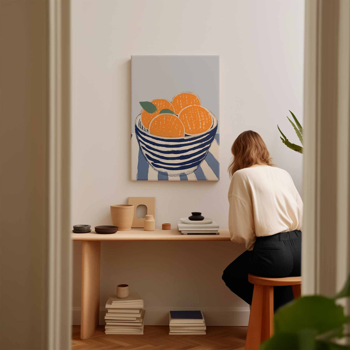 Zomerse Citrus in Streepjeskom – portret kunstwerk als wanddecoratie, afbeelding 17