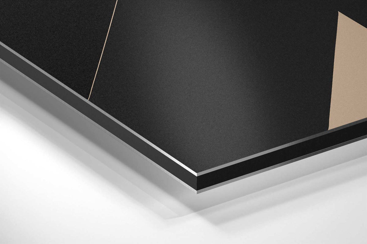 Abstracte Beige Lijnen op Zwart – canvas kunstwerk als wanddecoratie
