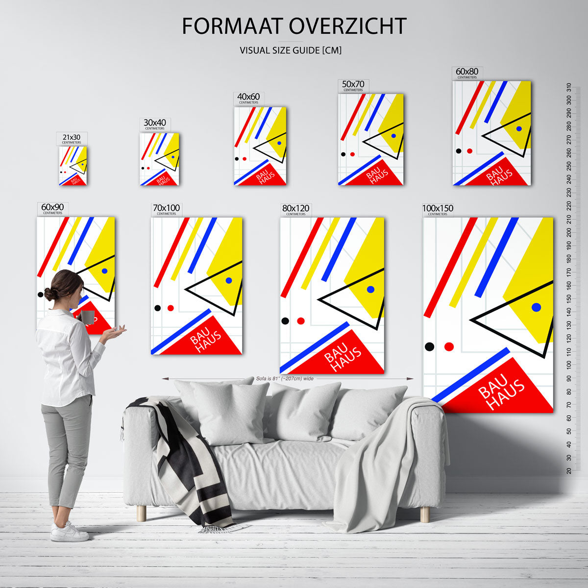 Lijnen en kleurvlakken – geometrische poster in Bauhaus-stijl van WallArtistic