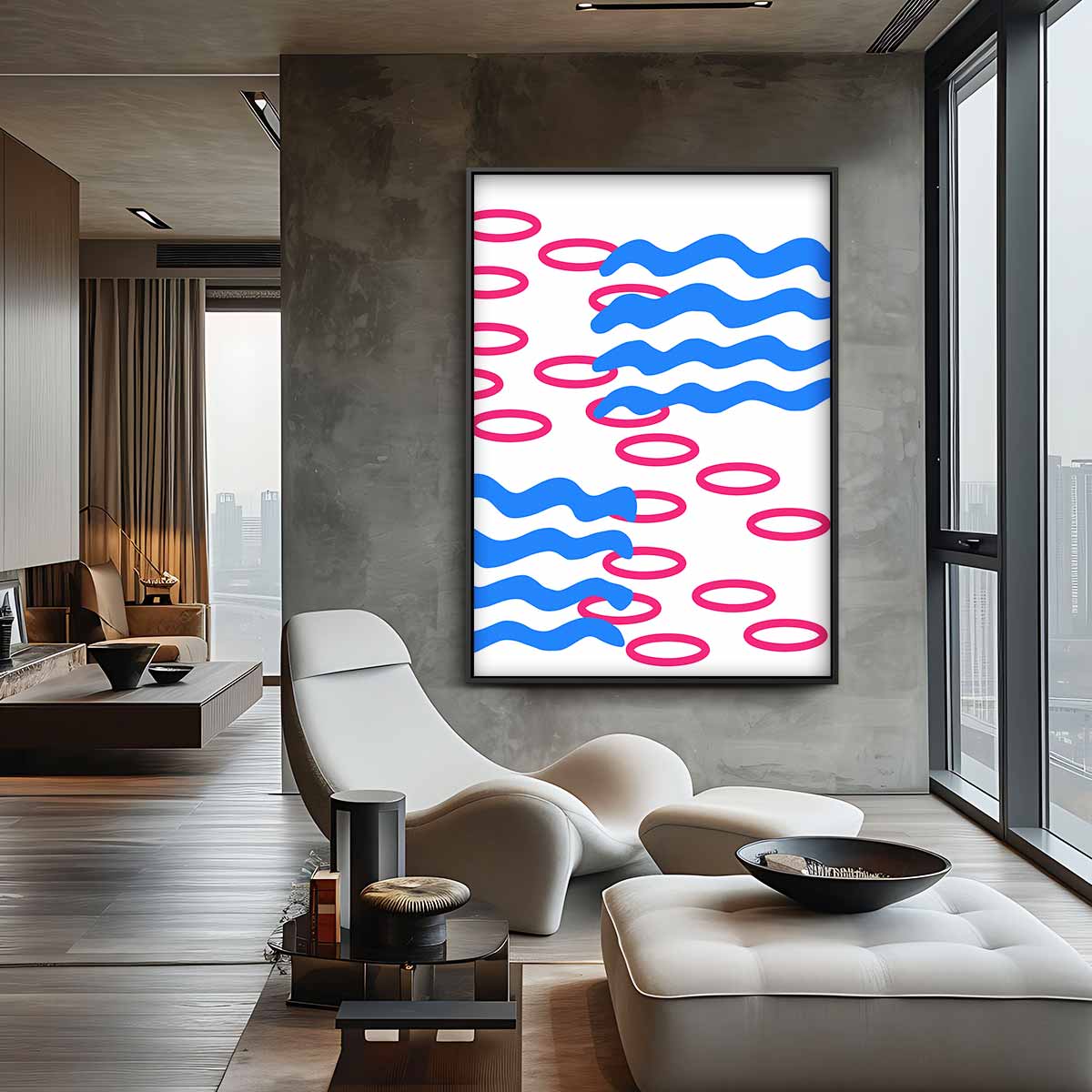 Speelse Golfpatronen – canvas wanddecoratie in portret formaat
