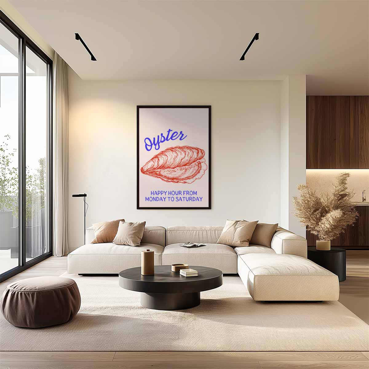 Oester Illustratie – staand kunstwerk voor modern interieur