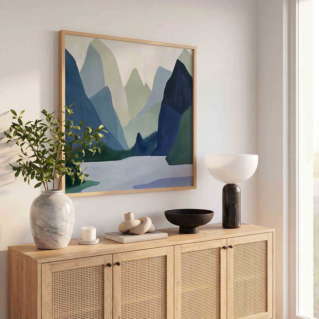 Berglandschap – kunst en design poster in vierkant formaat