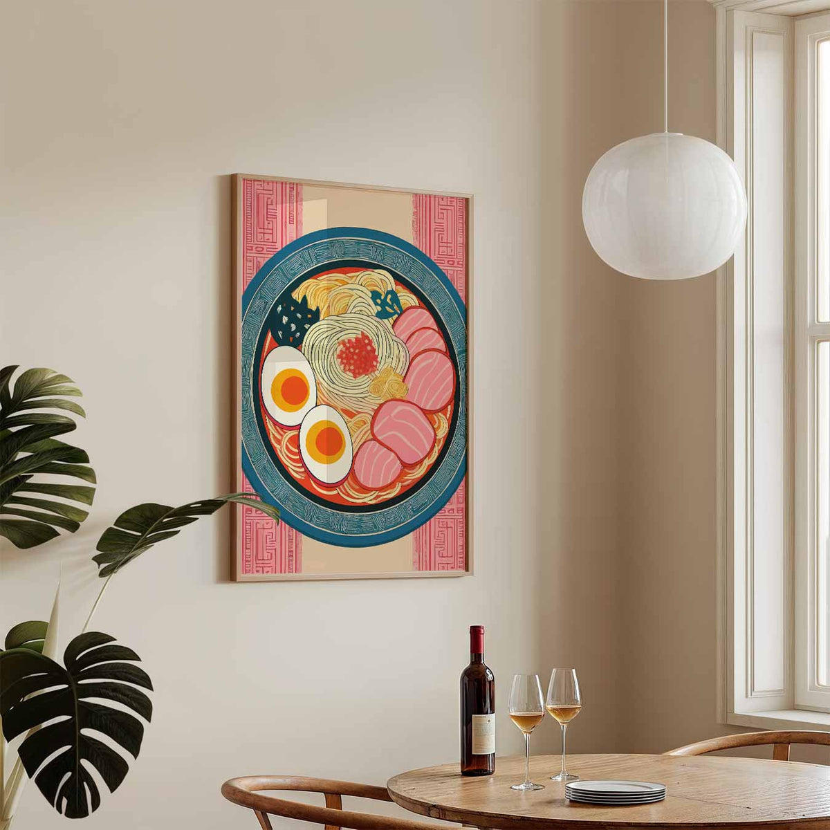Kleurrijke Ramen Kunstposter – keukenposter in staand formaat