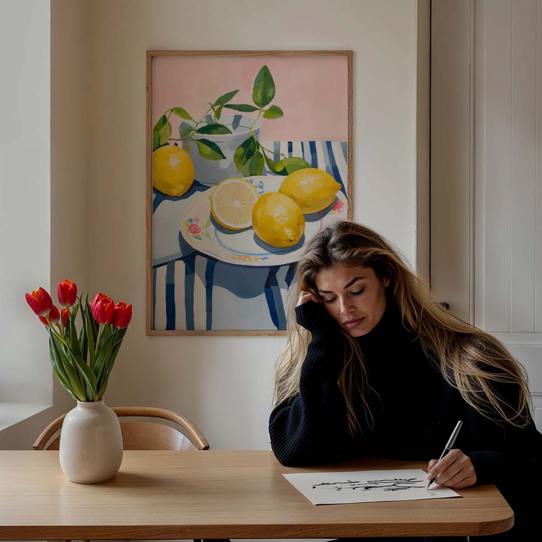 Verfrissende Citrustafereel – culinaire wandkunst als portret poster