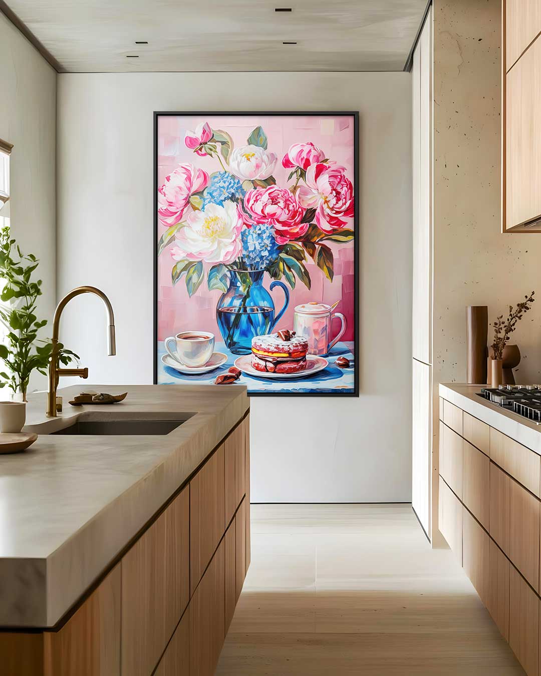 Bloemrijke Ontbijtwonder – staand kunstwerk voor modern interieur